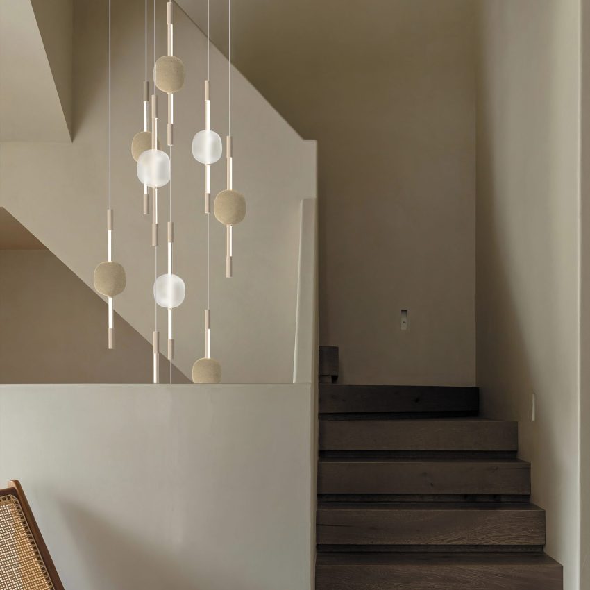 Lustre attraverso ivoire et pierre moss series - tendance maison 2024 - luminaire- lustre grande hauteur